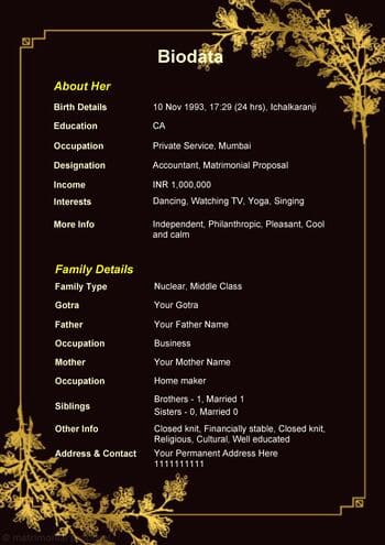 Biodata format for marriage